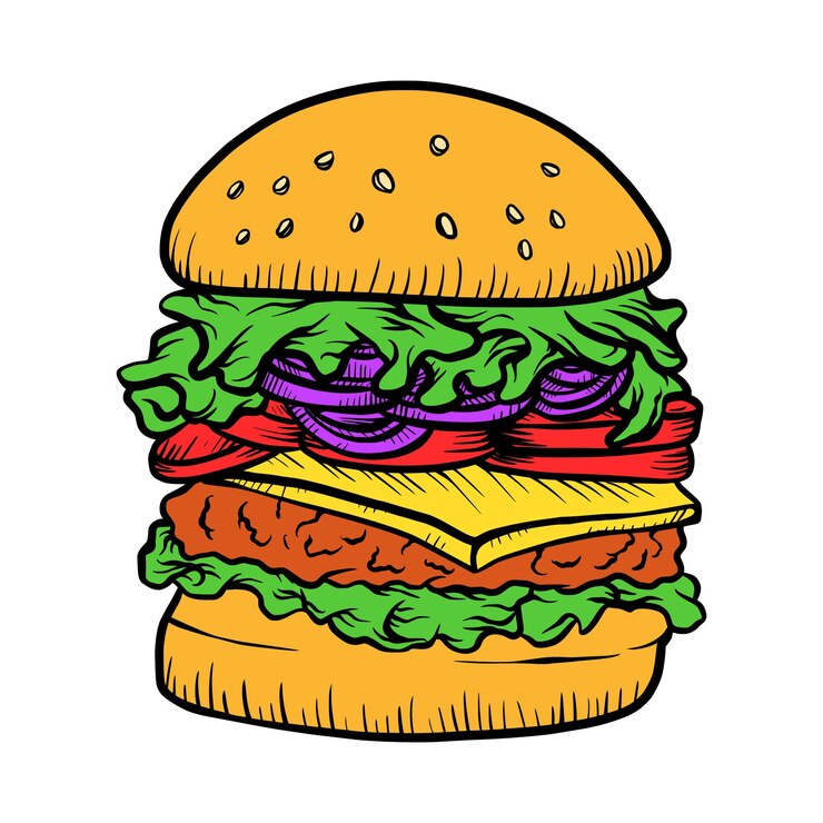 Vecteur illustration vectorielle de hamburgers dessinés à la main