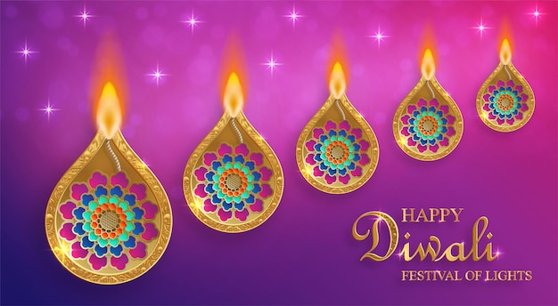 Illustration Vectorielle De Happy Diwali Carte Festive De Diwali Et Deepawali Le Festival Indien Des Lumières Sur Fond De Couleur