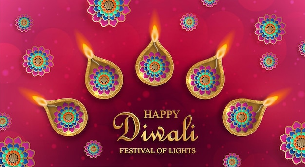 Illustration vectorielle Happy Diwali Carte festive de Diwali et Deepawali La fête indienne des lumières