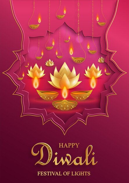 Vecteur illustration vectorielle happy diwali carte festive de diwali et deepawali la fête indienne des lumières