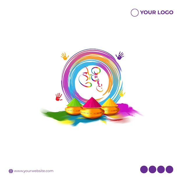 Illustration vectorielle de Happy Holi salutation Festival des couleurs