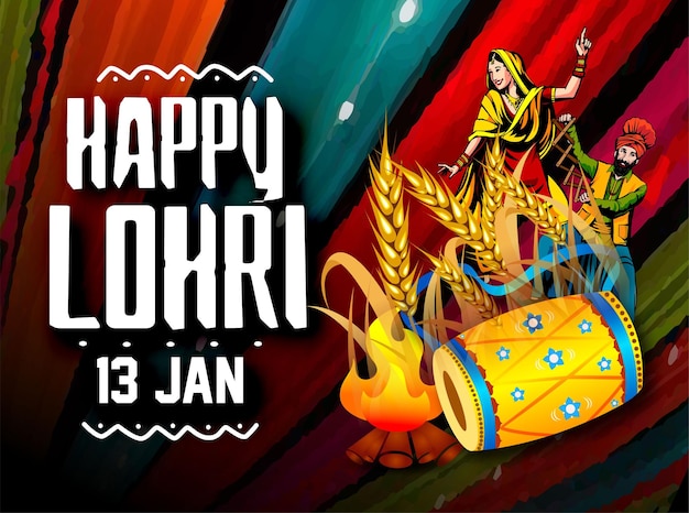 Illustration Vectorielle De Happy Lohri Festival De Vacances Du Pendjab En Inde Avec Un Beau Fond