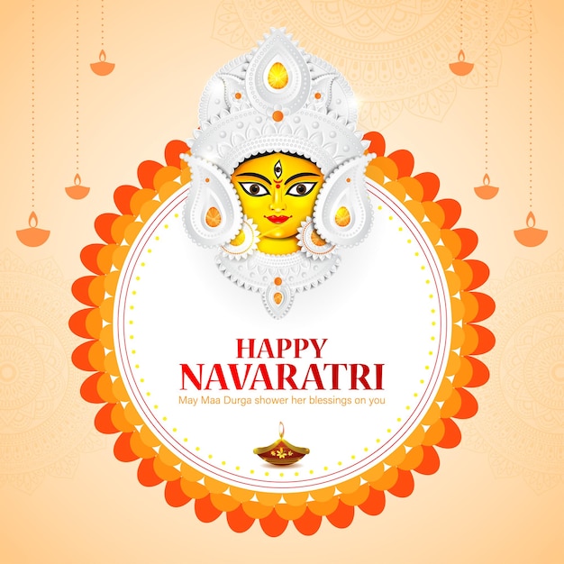 Illustration Vectorielle De Happy Navratri Souhaite Une Carte De Voeux