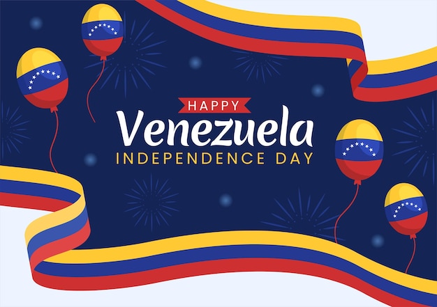 Vecteur illustration vectorielle heureuse de la fête de l'indépendance du venezuela avec des drapeaux et des confettis en vacances commémoratives