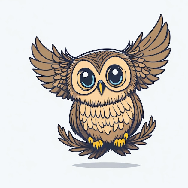 Illustration vectorielle d'un hibou de dessin animé mignon volant isolé sur fond blanc