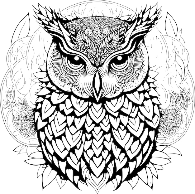 Illustration vectorielle de hibou pour la conception de t-shirt de mandala de tatouage