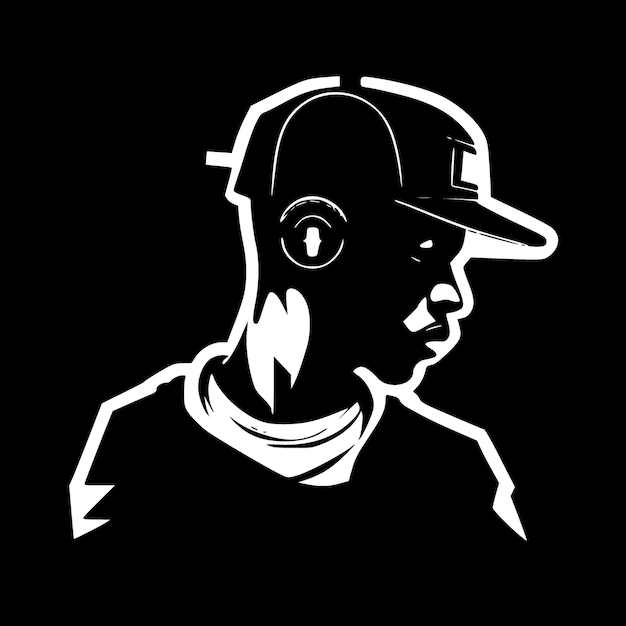 Vecteur illustration vectorielle hip hop noir et blanc