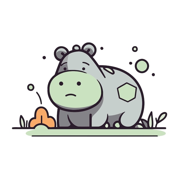 L'illustration vectorielle de l'hippopotame dans le style doodle