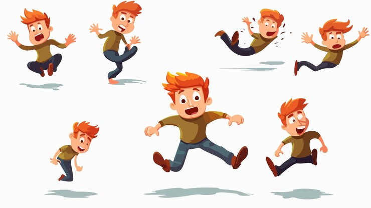 Vecteur l'illustration vectorielle de l'homme drôle et mignon en chute libre