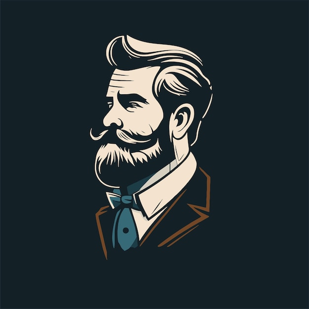 Vecteur illustration vectorielle d'un homme avec une moustache de barbe et un noeud papillon