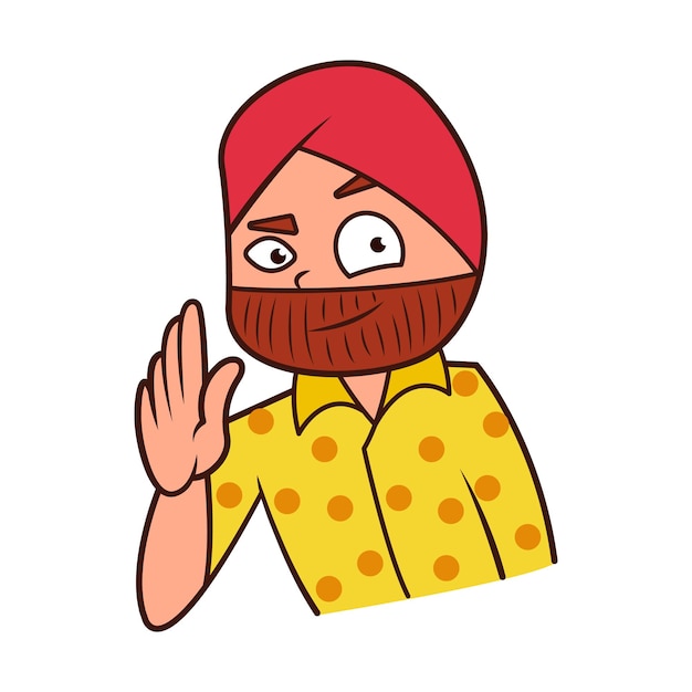 Illustration Vectorielle D'un Homme Sardar Punjabi Racontant Un Secret