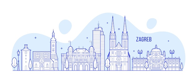 Illustration vectorielle de l'horizon de Zagreb en Croatie