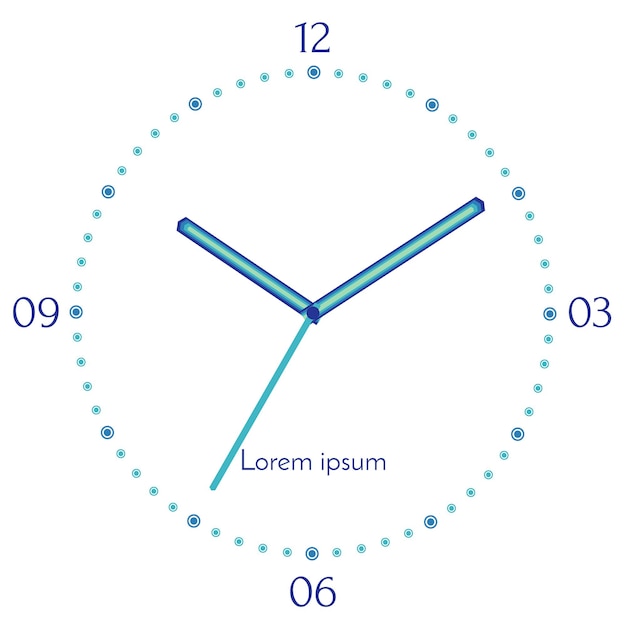 Illustration Vectorielle De L'horloge Bleue Mécanique. Cadran D'horloge Sur Fond Blanc.