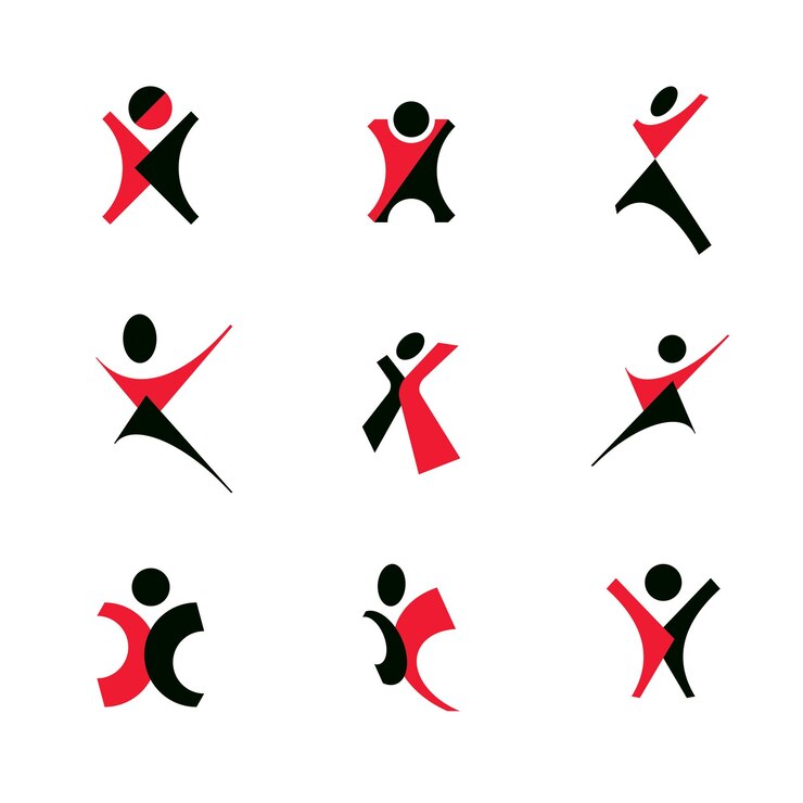 Vecteur illustration vectorielle d'un humain abstrait heureux avec les mains levées. icône de l'innovation commerciale.