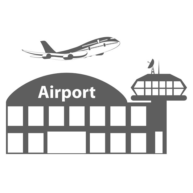 Illustration vectorielle de l'icône de l'aéroport sur fond blanc