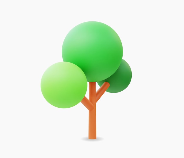 Illustration vectorielle d'icône d'arbre réaliste 3D