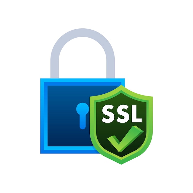 Illustration vectorielle d'icône de connexion sécurisée SSL isolée sur fond blanc style plat sécurisé