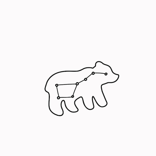 Vecteur illustration vectorielle de l'icône de la constellation ursa major avec un ours sur fond blanc