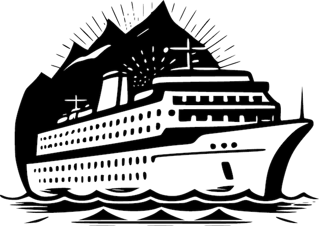 Vecteur illustration vectorielle de l'icône de croisière isolée en noir et blanc