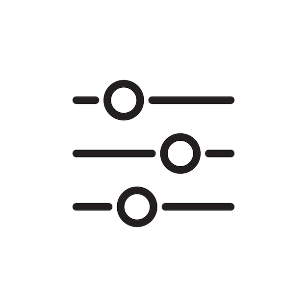 Illustration vectorielle de l'icône du bouton Paramètres Barre de curseur sur fond isolé Concept de signe d'égaliseur