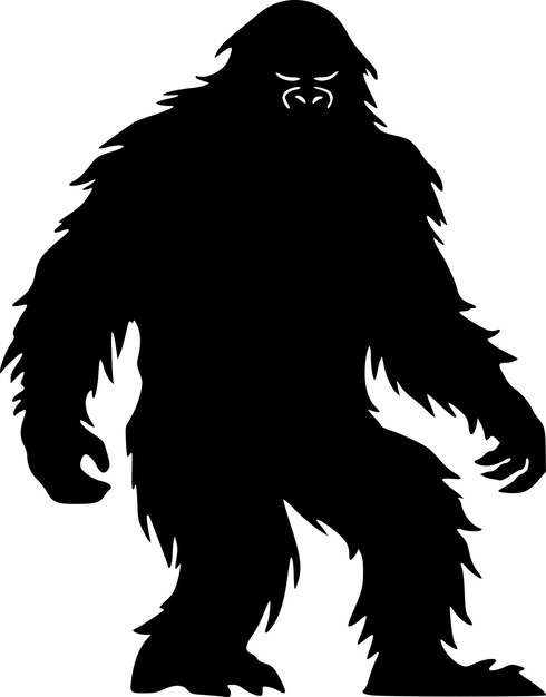 L'illustration Vectorielle De L'icône Isolée Bigfoot Noir Et Blanc