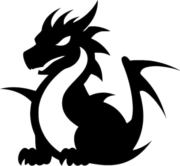 Vecteur illustration vectorielle de l'icône isolée du dragon noir et blanc