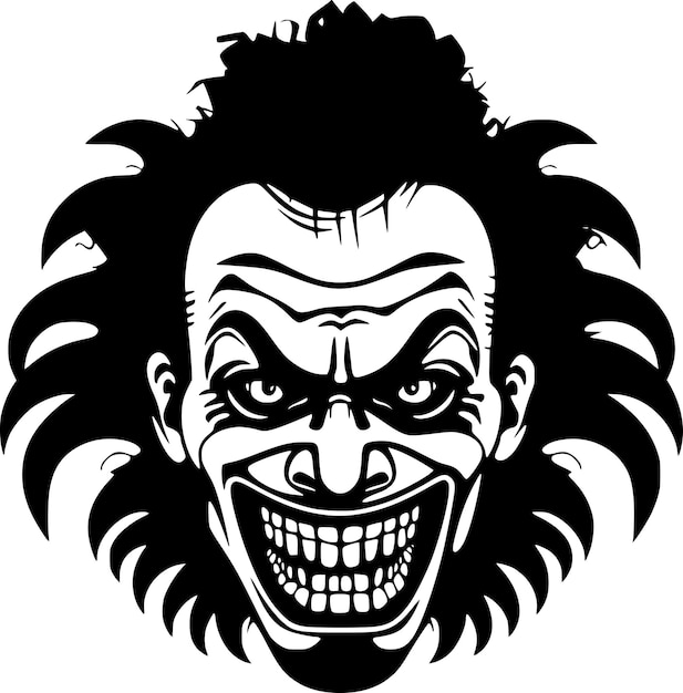 Illustration Vectorielle De L'icône Isolée En Noir Et Blanc Du Clown