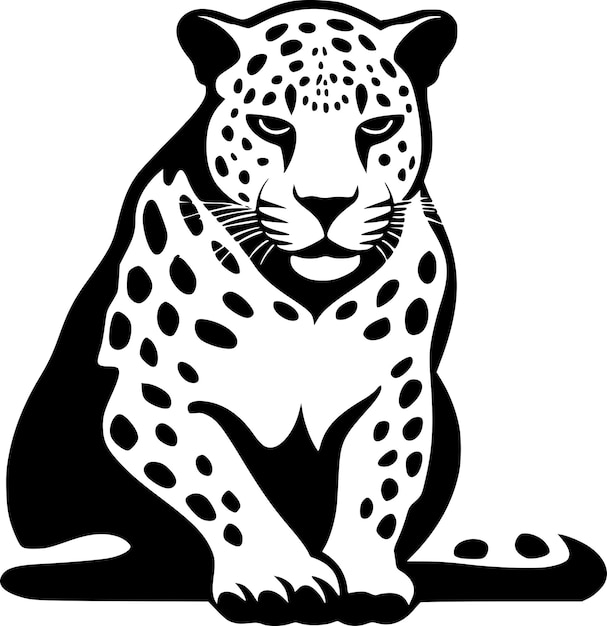 Vecteur l'illustration vectorielle de l'icône isolée noir et blanc du léopard