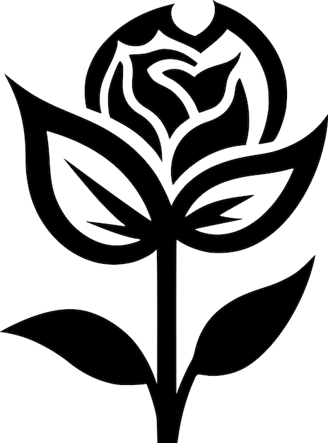 Illustration vectorielle de l'icône isolée en noir et blanc de la fleur