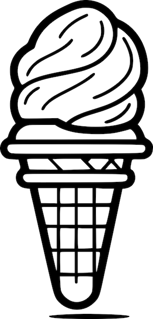 Vecteur illustration vectorielle d'icône isolée noire et blanche de crème glacée