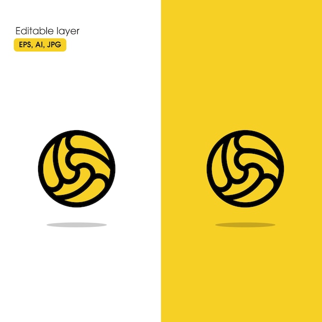 Vecteur illustration vectorielle de l'icône jaune du volley-ball