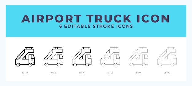 Illustration Vectorielle De L'icône De La Ligne De Camions De L'aéroport Styles à La Mode