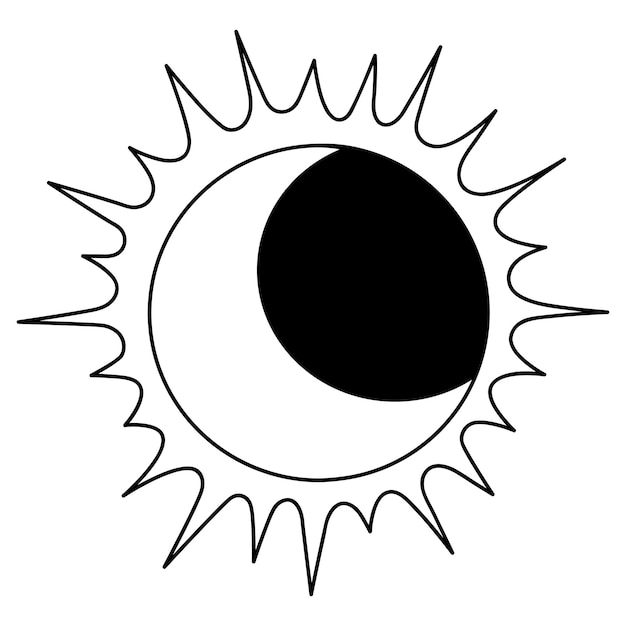 Illustration vectorielle de l'icône de la ligne d'éclipse solaire partielle