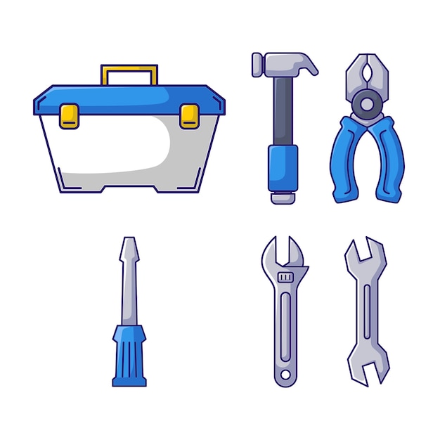 Illustration vectorielle de l'icône de l'outil de charpenterie de la boîte à outils