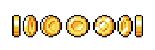 illustration vectorielle de l'icône de pièce de pixel pour les graphiques animés des actifs de jeux vidéo