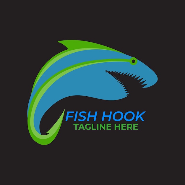Illustration vectorielle de l'icône poisson et hameçon parfaite pour un logo de lieu de pêche
