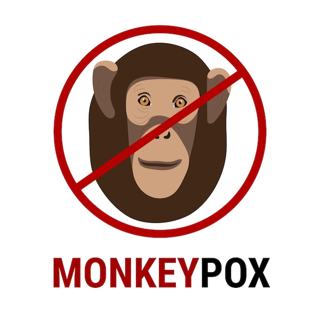 Illustration Vectorielle De L'icône De Singe Avec Des Cellules Virales Sur Fond Sombre Nouveau Virus Monkeypox 2022