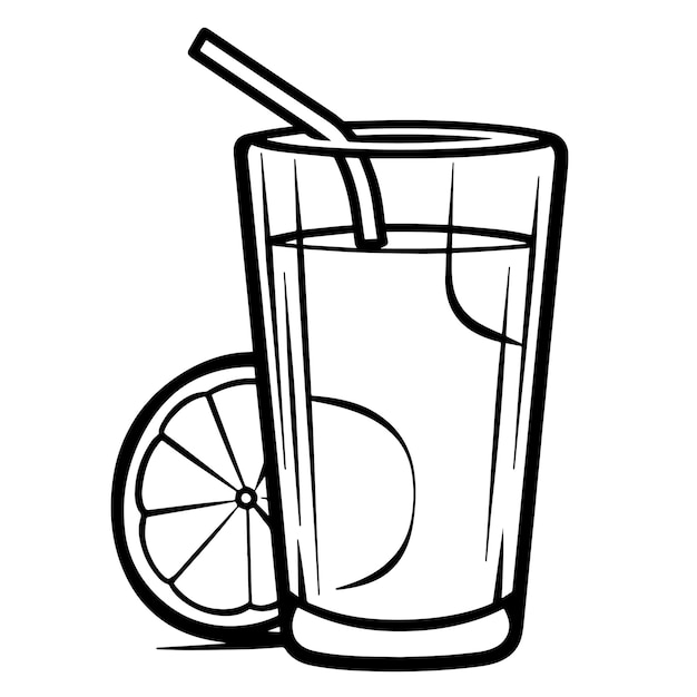 Illustration Vectorielle D'une Icône De Verre De Jus D'orange élégant