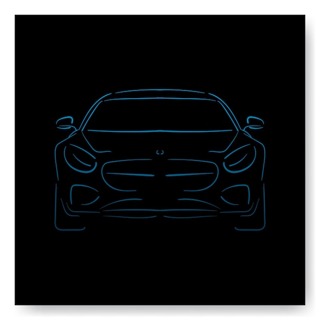 Illustration vectorielle de l'icône de la voiture Silhouette de la voiture sur un fond noir