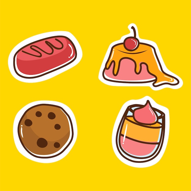 une illustration vectorielle d'icônes de dessert de pudding mignon