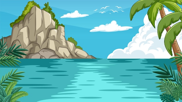 Illustration Vectorielle De L'île Du Paradis Tropical