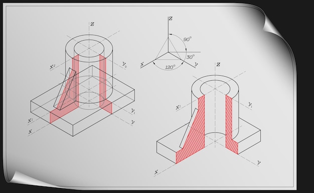 Illustration Vectorielle D'une Image Isométrique Des Détails Des Machines Dans La Rédaction