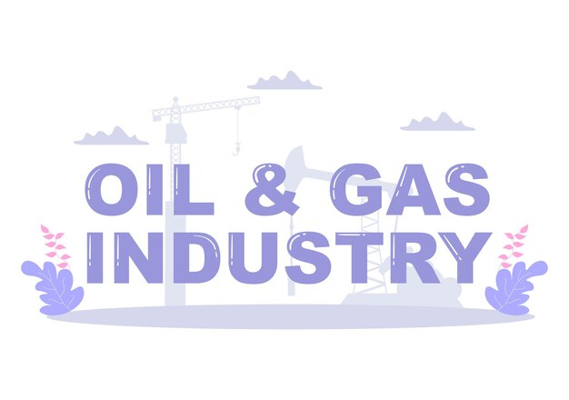 Illustration Vectorielle De L'industrie Pétrolière Et Gazière. Extraction De Brut, Raffinerie, Forage, Station-service, Conduites D'utilisation De Réservoirs Et Livraison De Carburant Par Camion Transport