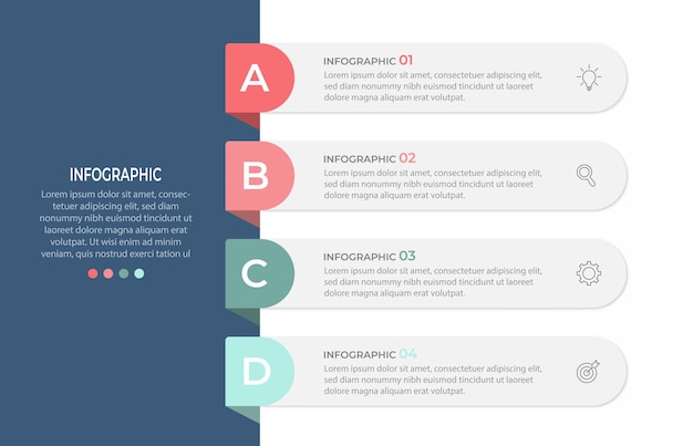 Illustration vectorielle infographique verticale ligne de temps modèle en quatre étapes