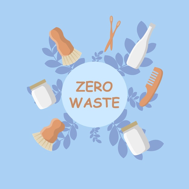 Illustration vectorielle infographique zéro déchet Visualisation des soins de l'environnement avec pot à brosse et bouteille