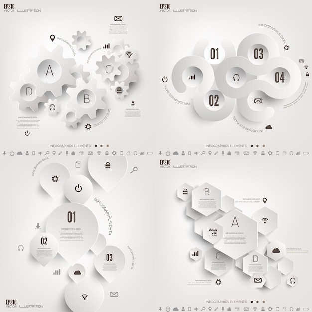 Illustration vectorielle infographiques ensemble de diagramme ou modèle de graphique avec des étapes d'information commerciale et