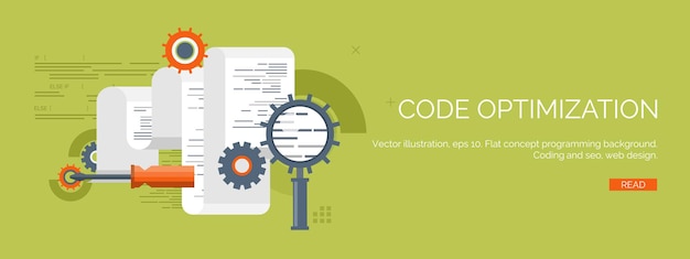 Illustration vectorielle informatique plate background programmation codage développement web moteur de recherche