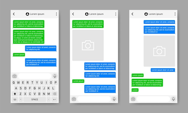Illustration vectorielle de l'interface utilisateur de l'application de messagerie Modèle d'interface utilisateur du logiciel de chat