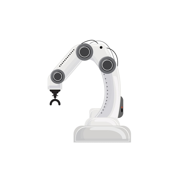 Illustration vectorielle isolée du bras de robot futuriste avec pince pour l'ingénierie d'usine et les concepts technologiques xA
