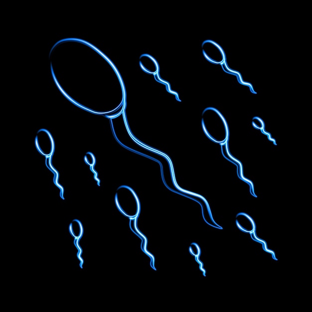 Illustration Vectorielle Isolée De Spermatozoïdes Avec Effet Néon.